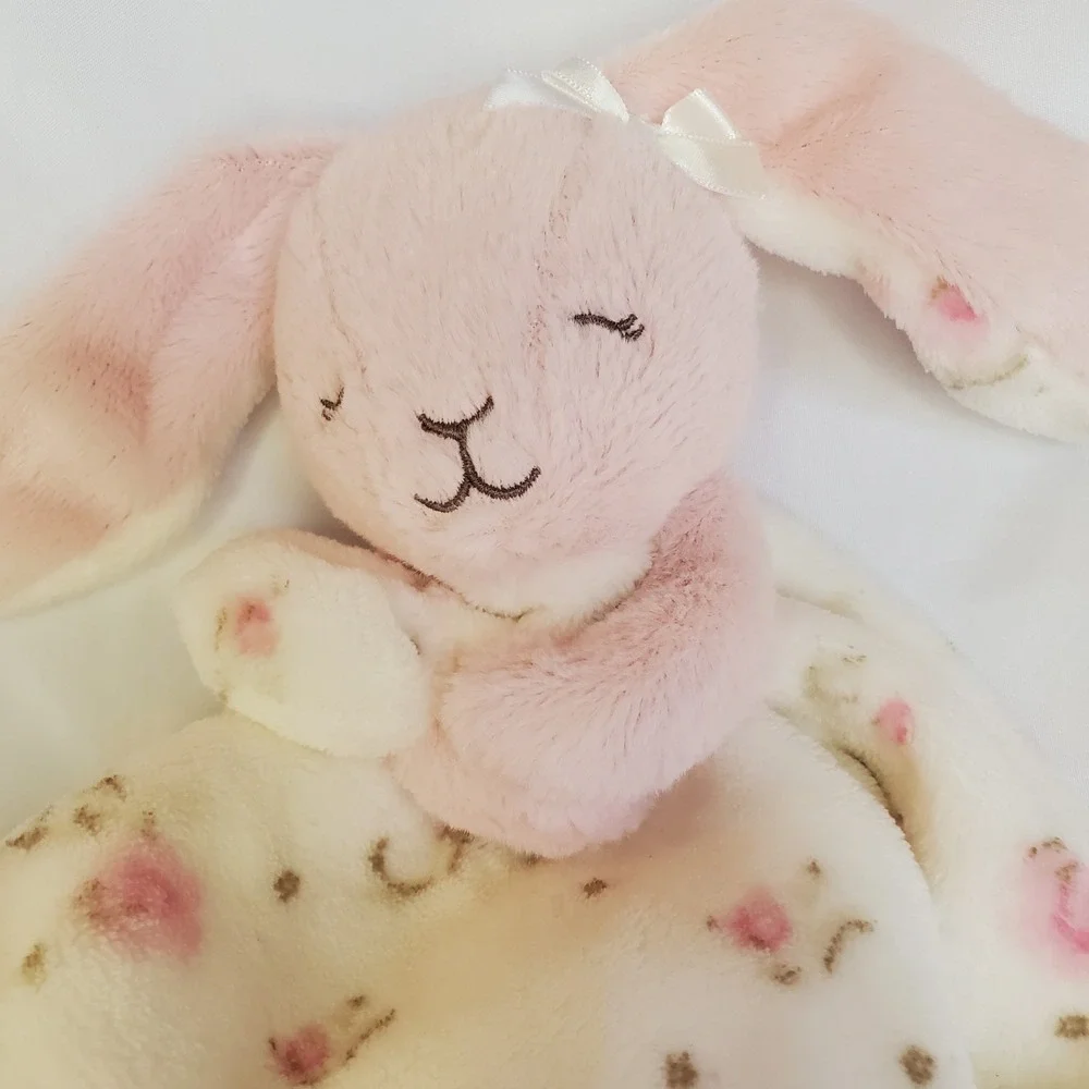 Little Me Pink Floral Bunny Rabbit Lovey Baby  Security Blanket Satin‎ Easter